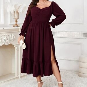 Amazon Deep Red Long Sleeve Dress